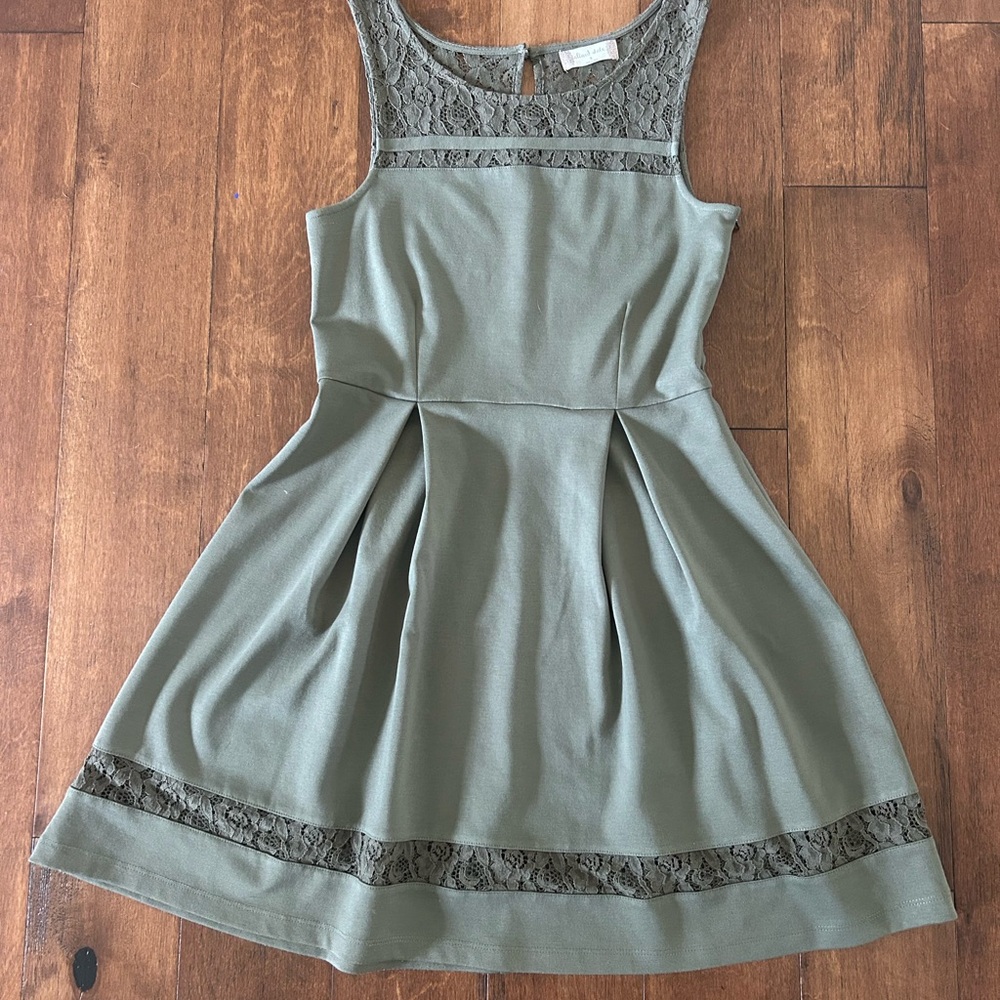Altar'd State Dress in Olive with Lace Accents